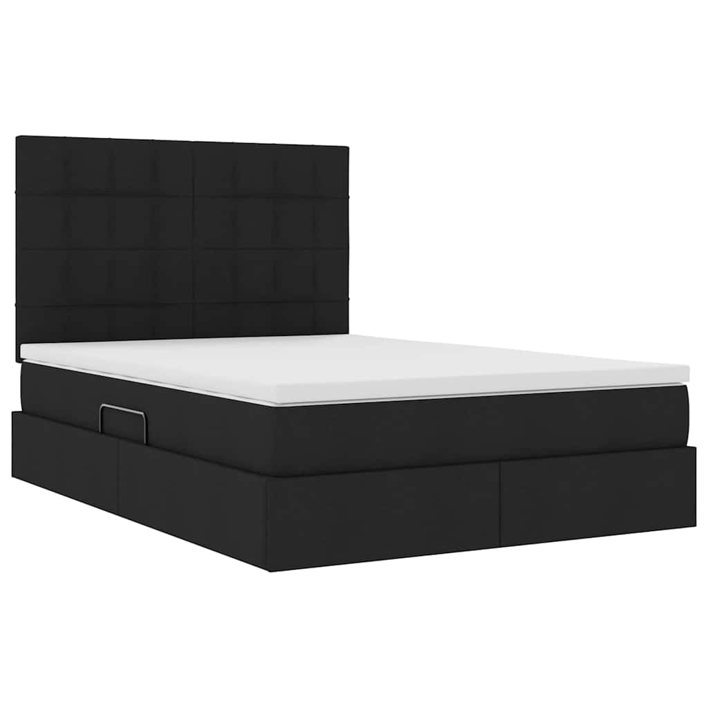 Lit avec rangement et LED avec LED Noir 140 x 190 cm Polyester - XIOS