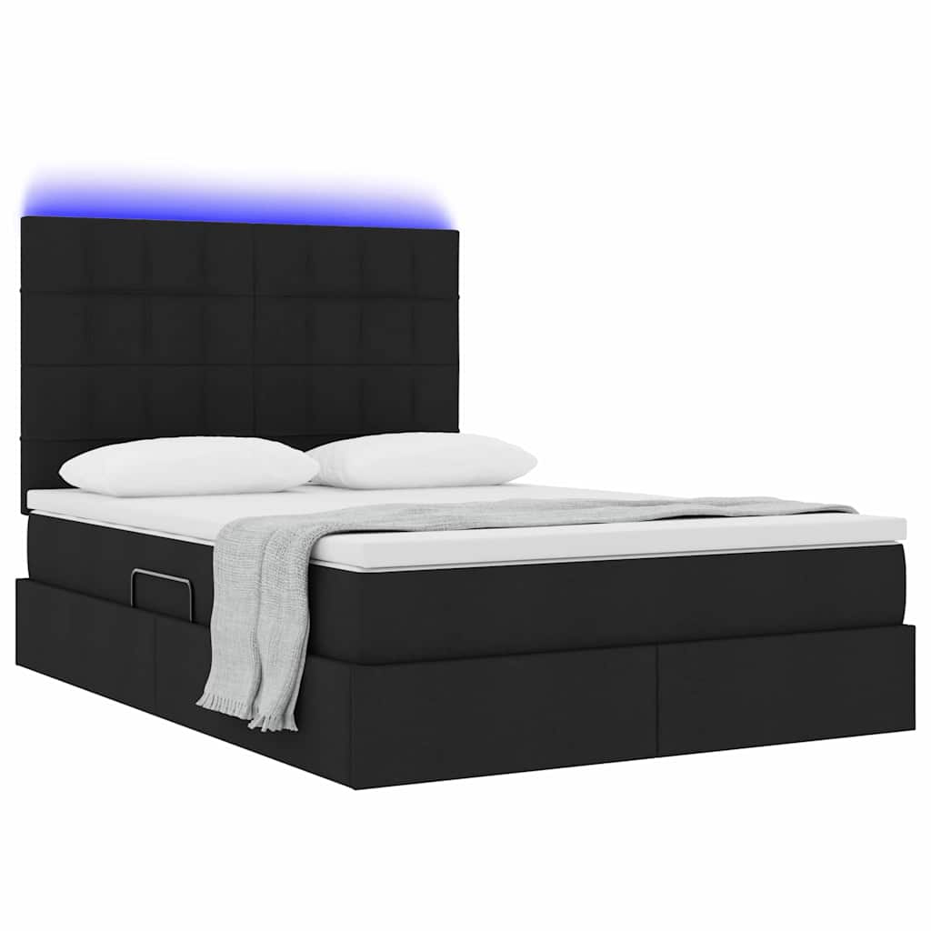 Lit avec rangement et LED avec LED Noir 140 x 190 cm Polyester - XIOS