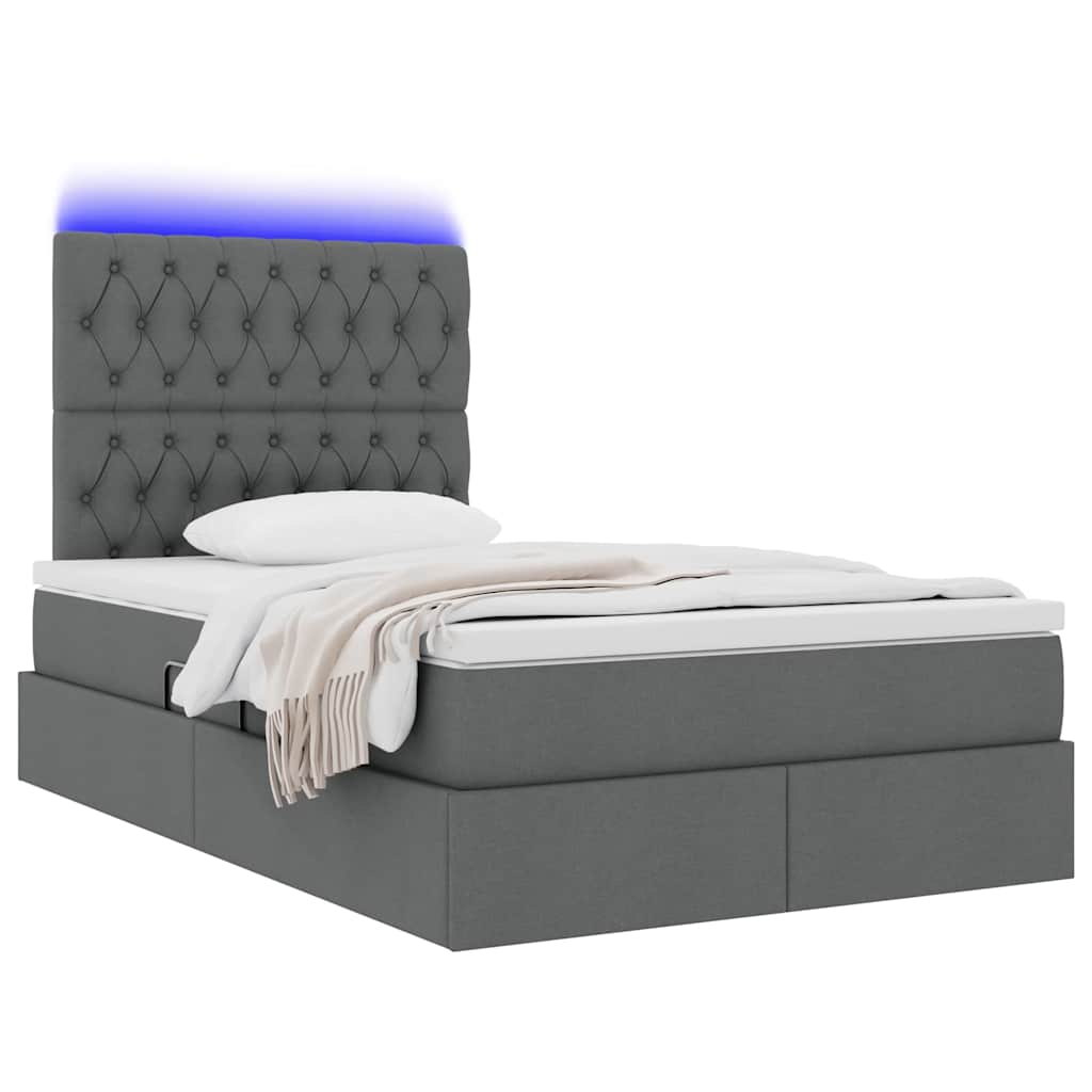 Lit avec rangement et LED Gris foncé 120 x 190 cm Polyester - XIOS