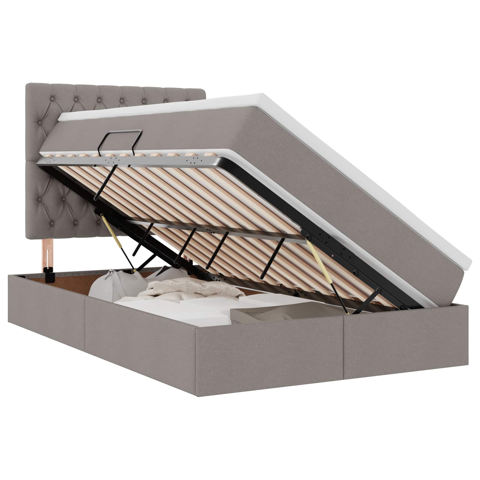 Lit avec rangement et LED Taupe 120 x 190 cm Polyester - XIOS