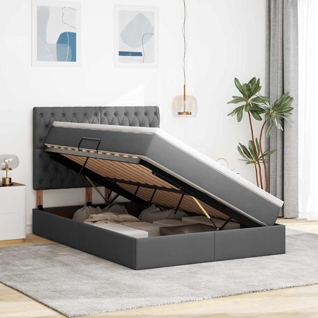 Lit avec rangement et LED Gris foncé 140 x 200 cm Polyester - XIOS