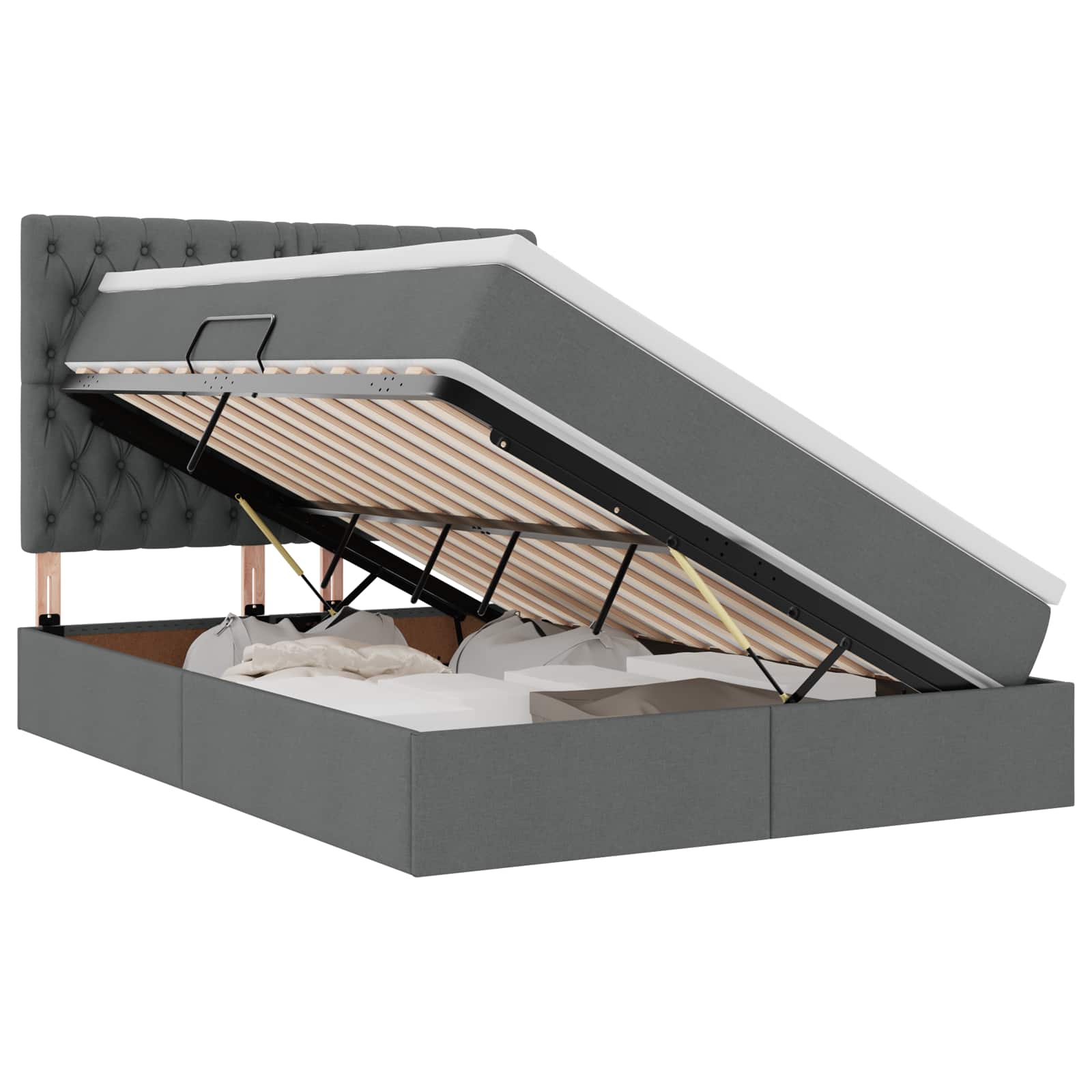 Lit avec rangement et LED Gris foncé 140 x 200 cm Polyester - XIOS