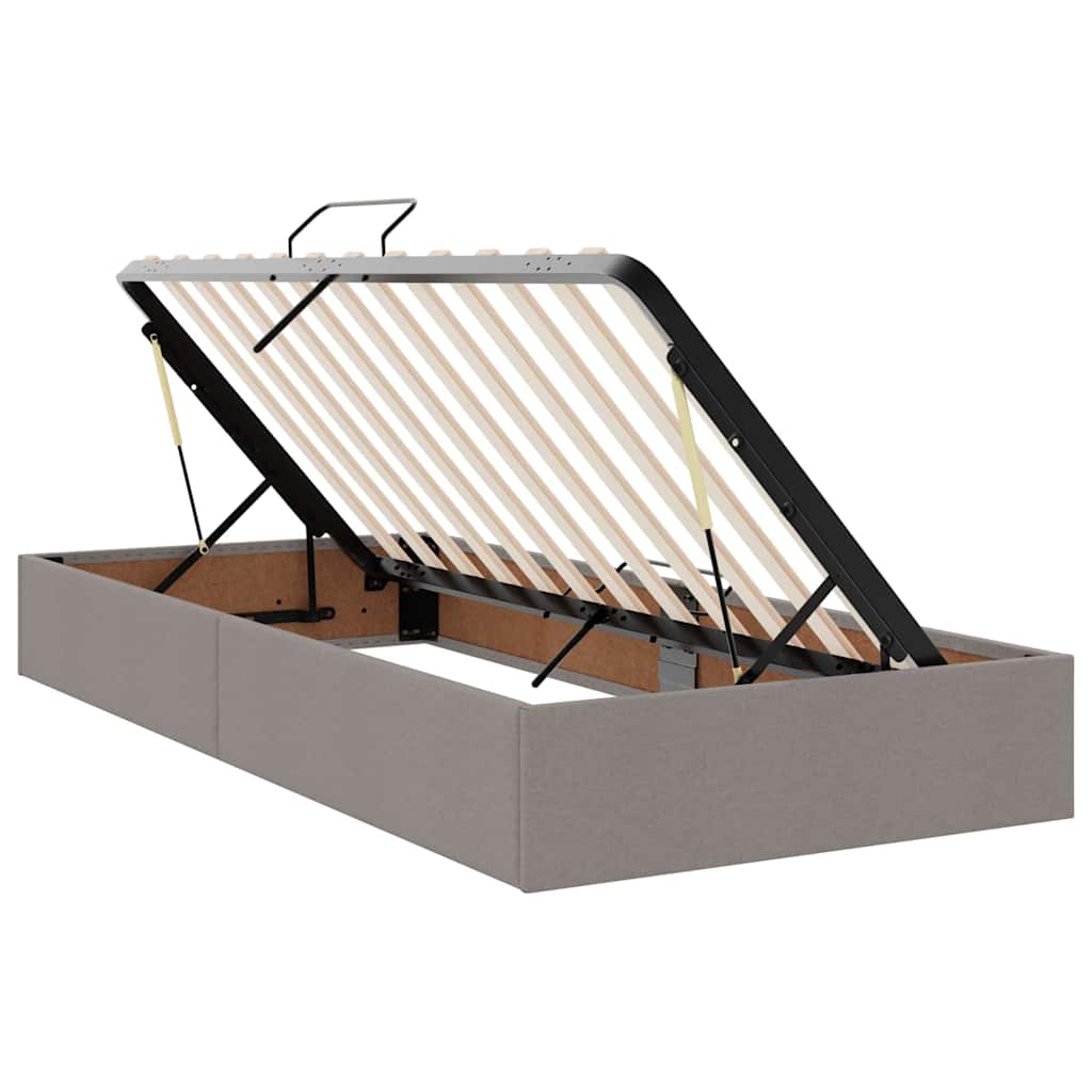 Lit de rangement LED avec matelas Taupe 100 x 200 cm Tissu - XIOS