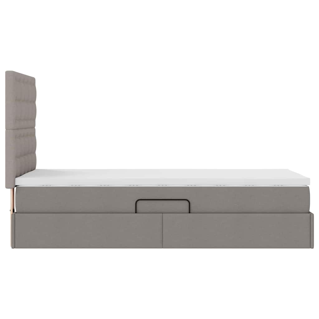 Lit de rangement LED avec matelas Taupe 100 x 200 cm Tissu - XIOS