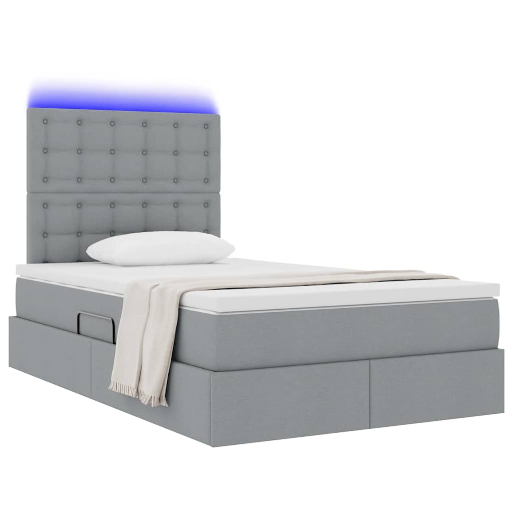 Lit avec rangement et LED Gris clair 120 x 190 cm Polyester - XIOS
