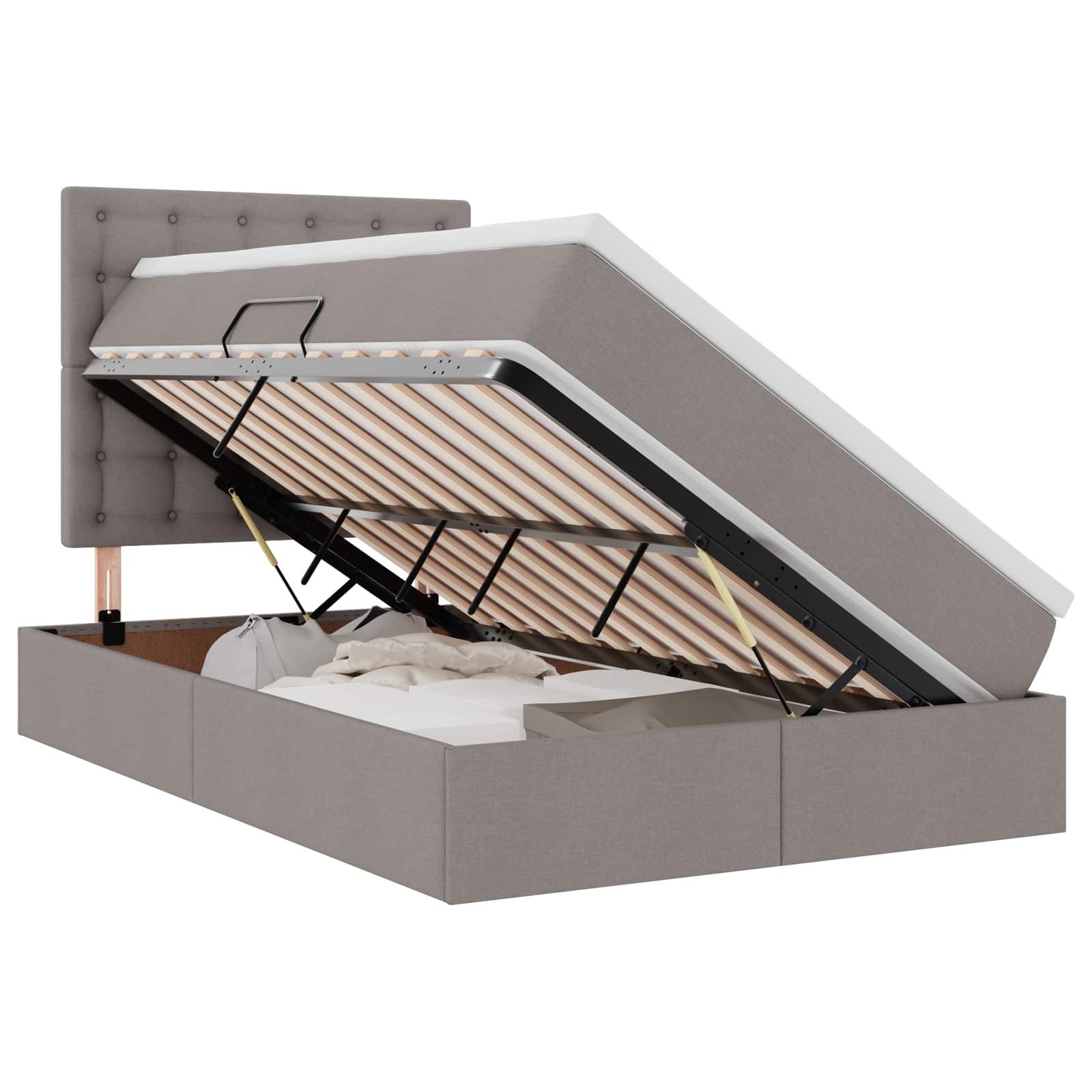 Lit avec rangement et LED Taupe 120 x 190 cm Polyester - XIOS