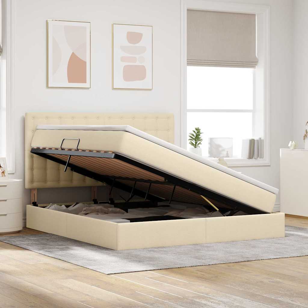 Lit avec des lumières à LED Crème 160 x 200 cm tissu - XIOS