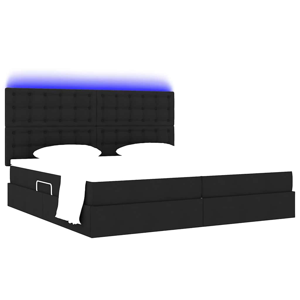 Lit avec rangement et LED avec LED Noir 200 x 200 cm Polyester - XIOS
