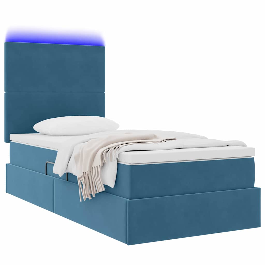 Lit de rangement LED avec matelas Bleu foncé 90 x 190 cm - XIOS