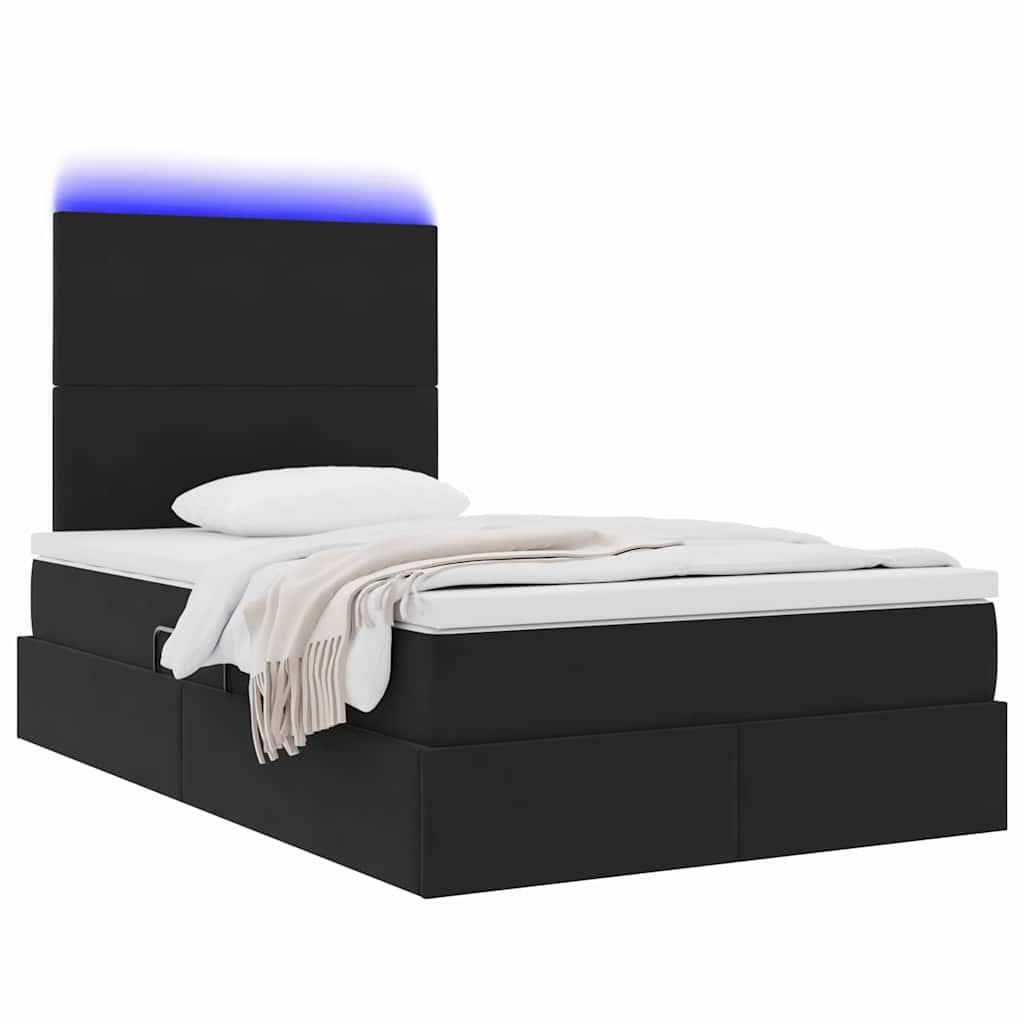 Lit avec rangement et LED Noir 120 x 190 cm Velours - XIOS