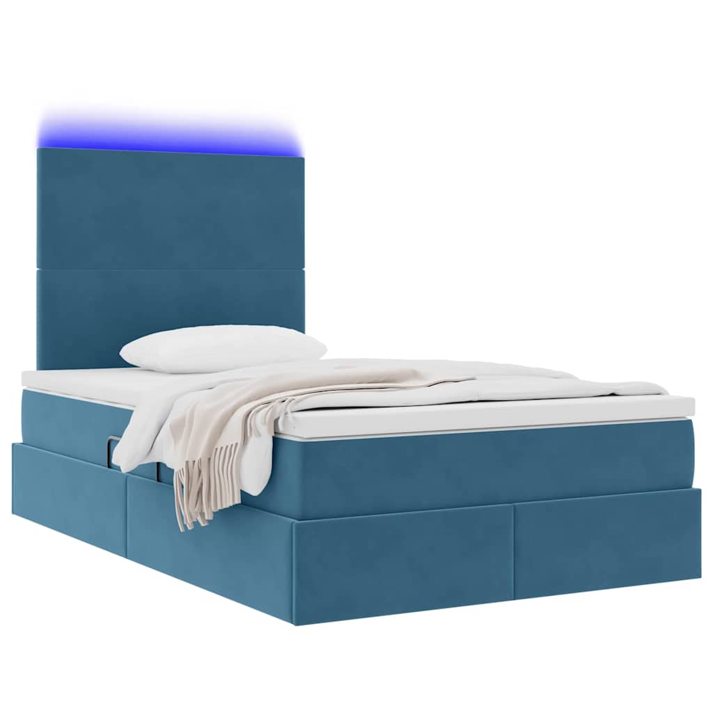 Lit avec rangement et LED Bleu 120 x 190 cm Velours - XIOS