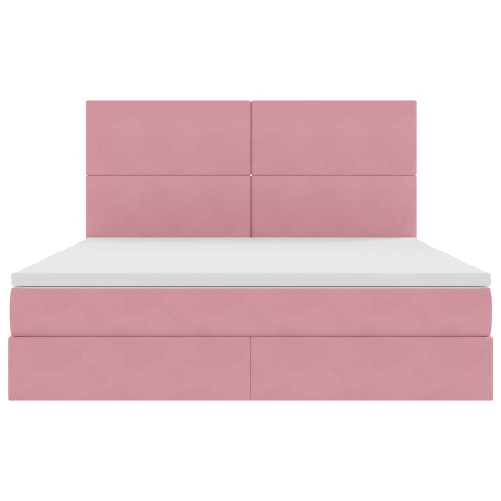Lit avec rangement et LED avec LED Rose 180 x 200 cm Velours - XIOS