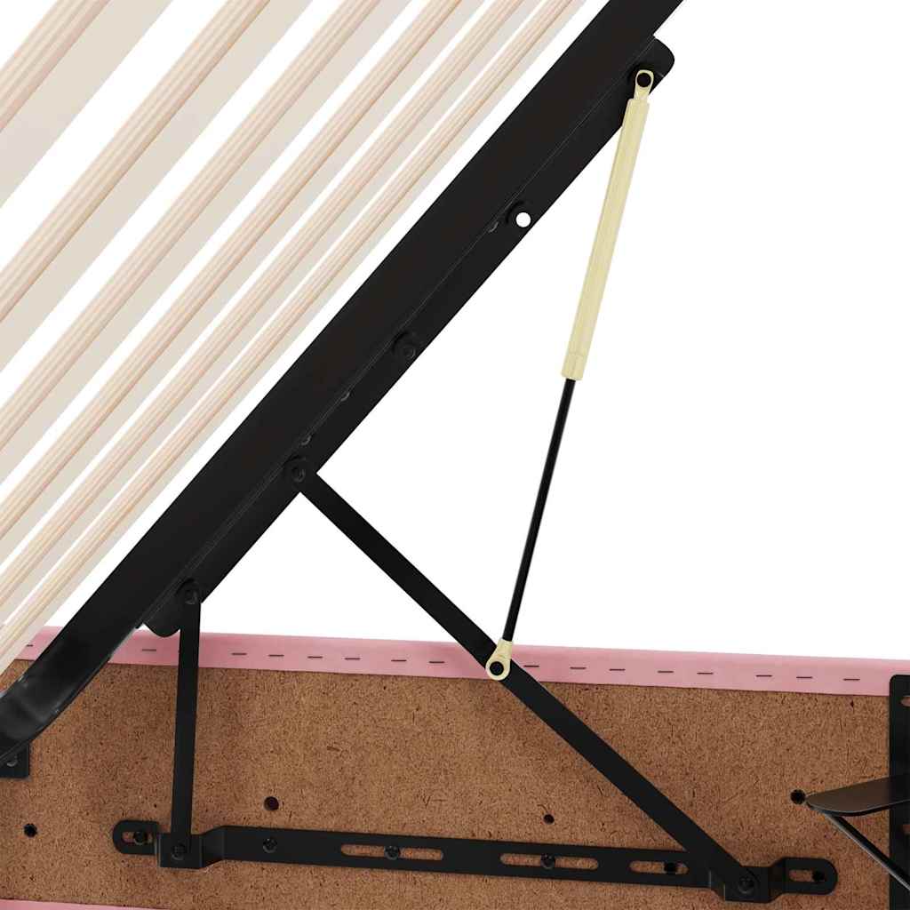 Lit de rangement LED avec matelas Rose 90 x 190 cm Velours