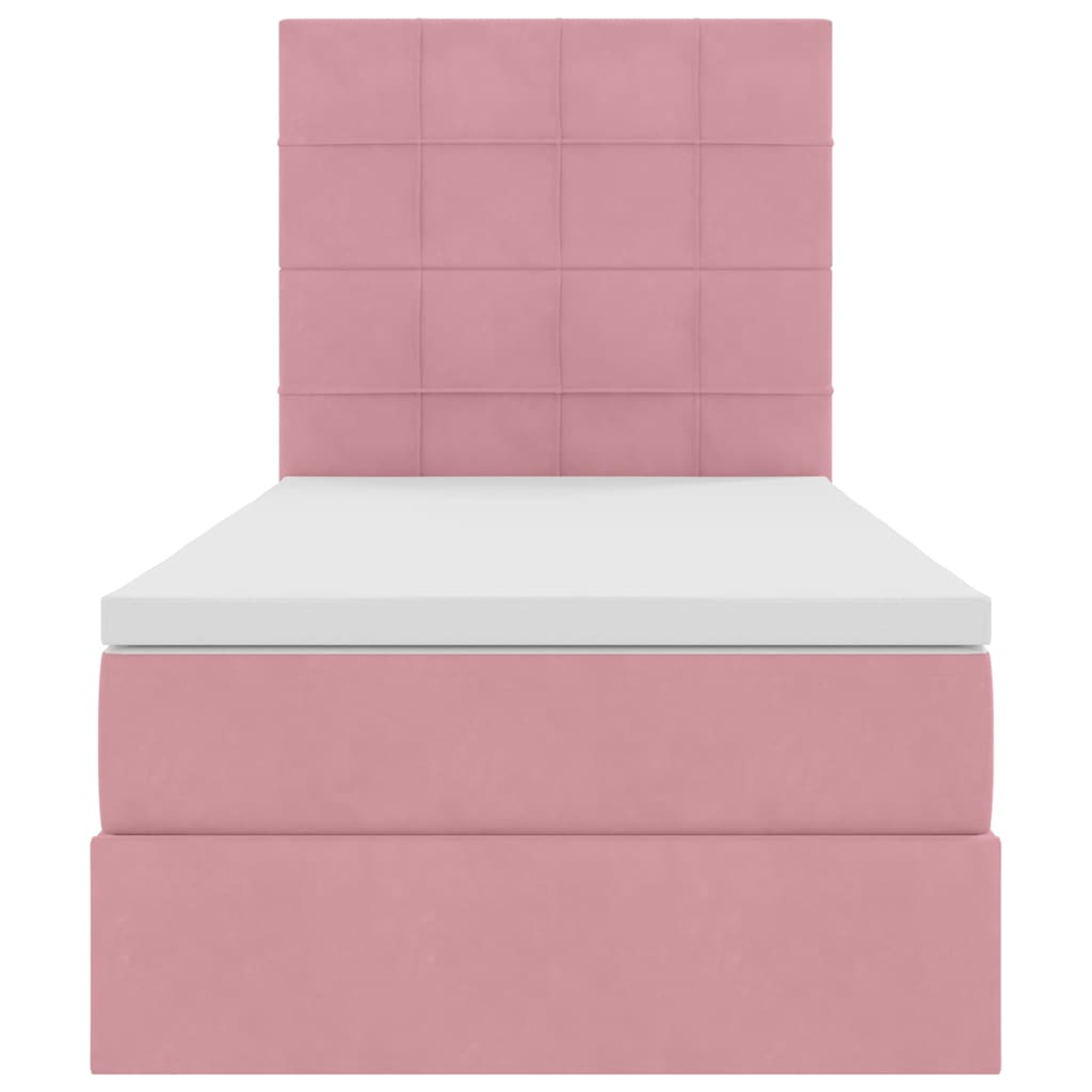 Lit de rangement LED avec matelas Rose 90 x 190 cm Velours