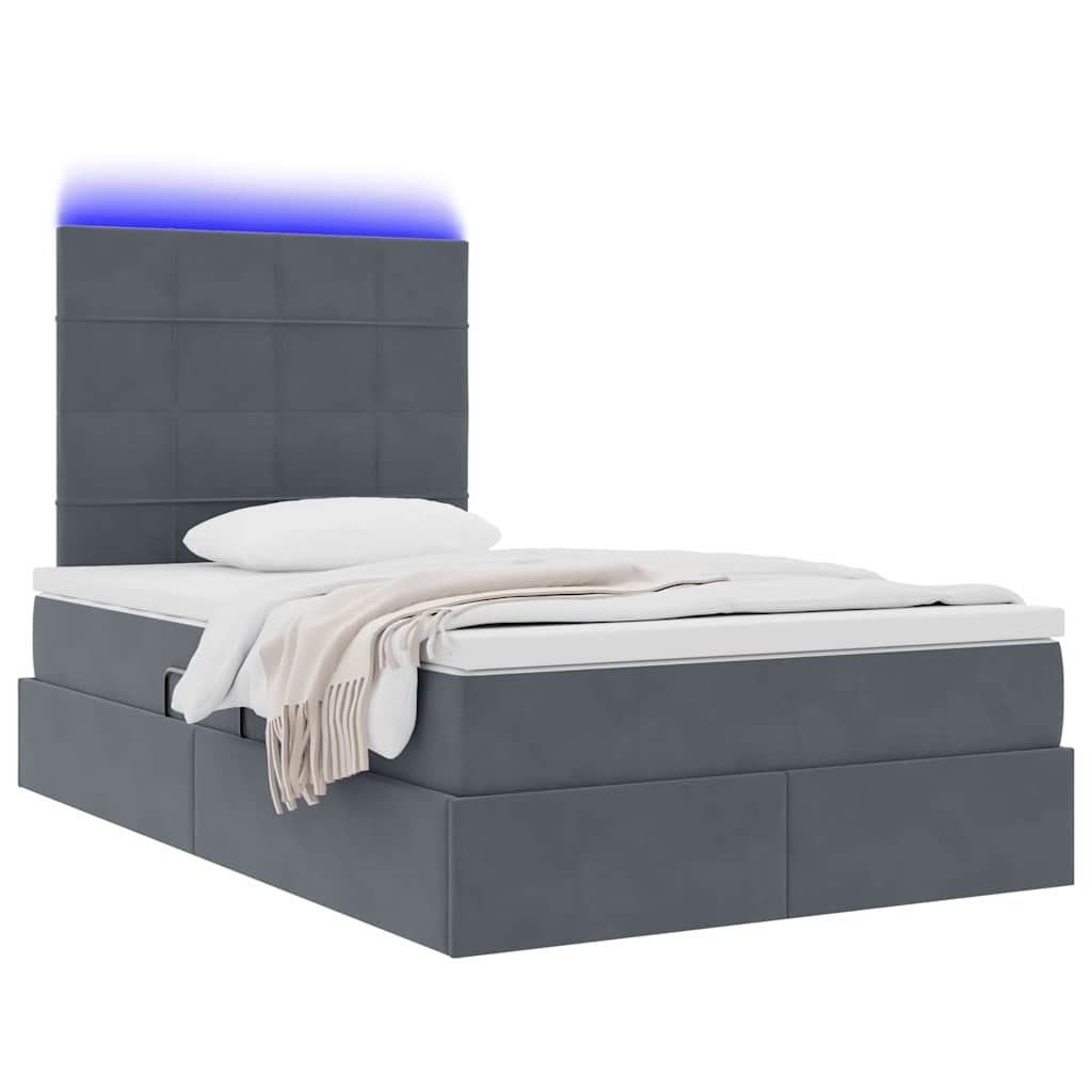 Lit avec rangement et LED Gris foncé 120 x 190 cm Velours - XIOS