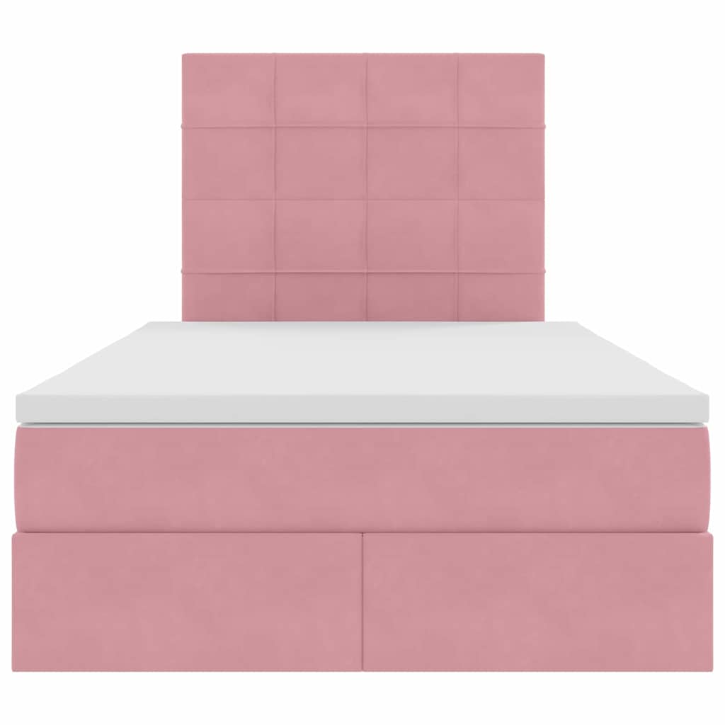 Lit avec rangement et LED Rose 120 x 190 cm Velours - XIOS