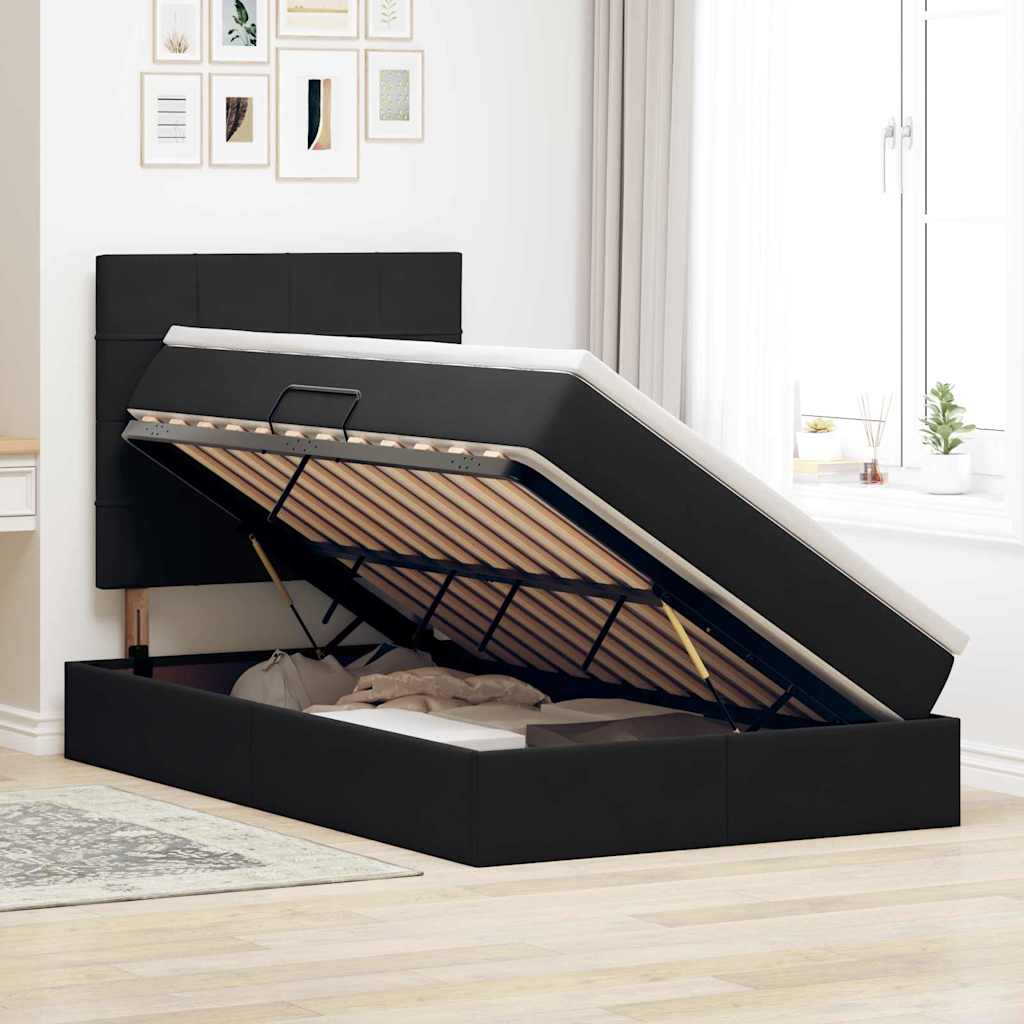 Lit avec rangement et LED avec LED Noir 120 x 200 cm Velours - XIOS