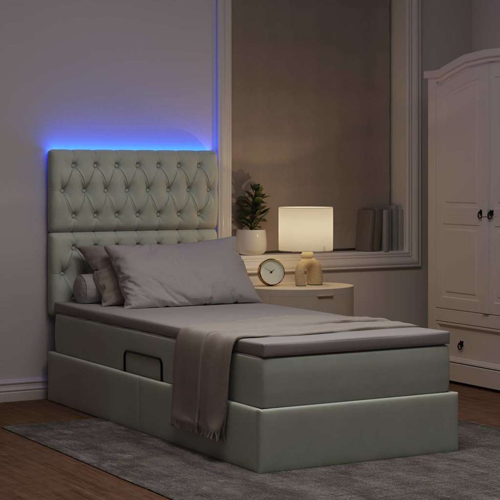 Lit avec rangement et LED Gris clair 100 x 200 cm Velours - XIOS