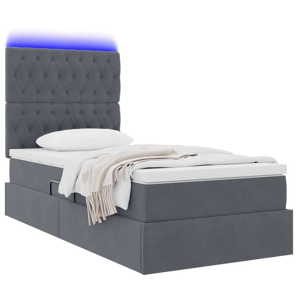 Lit de rangement LED avec matelas Gris foncé 100 x 200 cm - XIOS