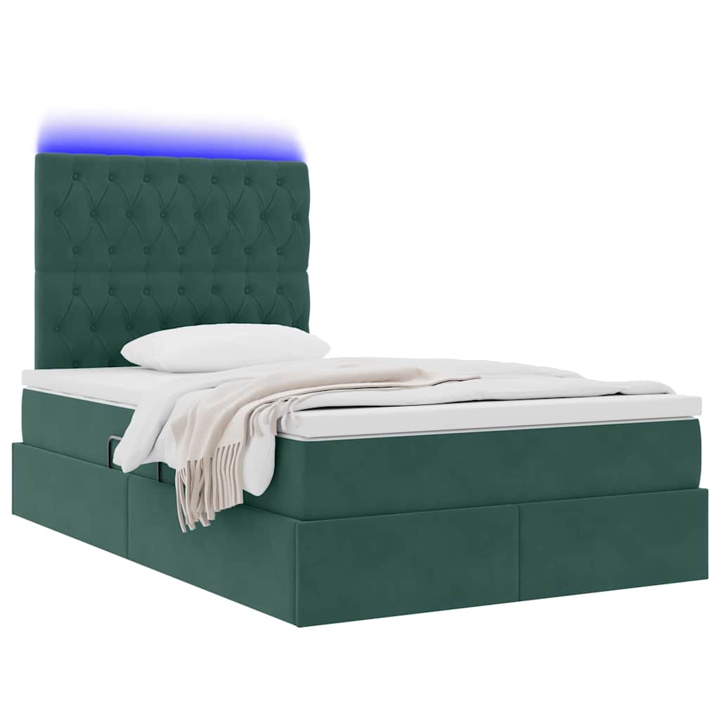 Lit avec rangement et LED Vert foncé 120 x 200 cm Velours - XIOS