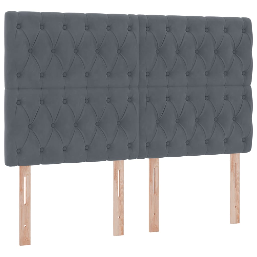 Lit avec des lumières à LED Gris foncé 140 x 200 cm Velours - XIOS