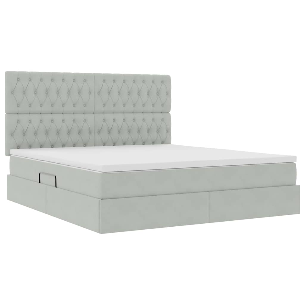 Lit avec rangement et LED Gris clair 180 x 200 cm Velours - XIOS