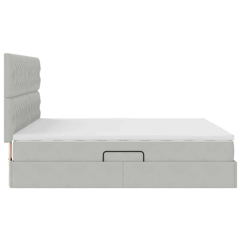 Lit avec rangement et LED Gris clair 180 x 200 cm Velours - XIOS