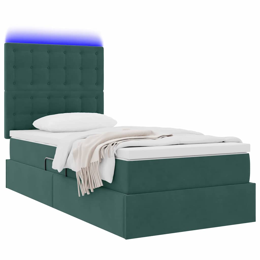 Lit de rangement LED avec matelas Vert foncé 90 x 200 cm - XIOS