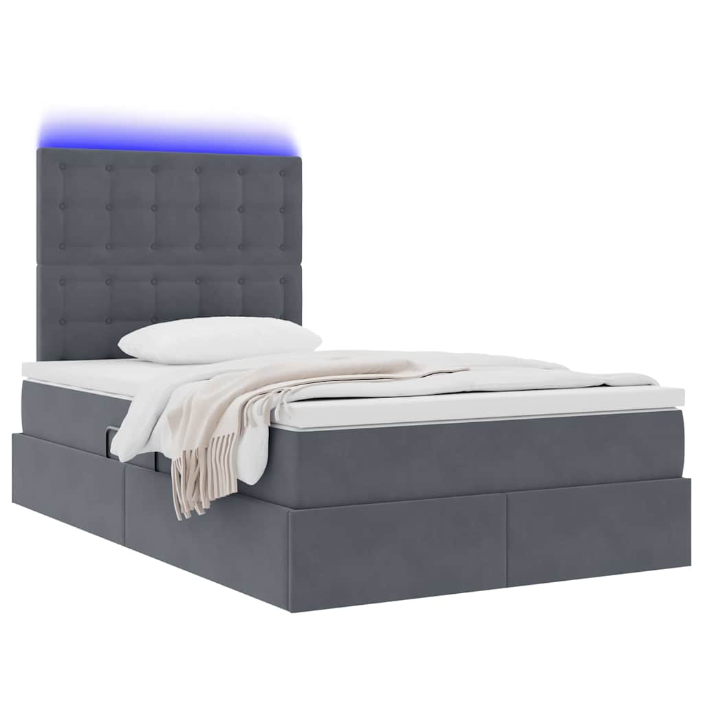 Lit avec rangement et LED Gris foncé 120 x 190 cm Velours - XIOS
