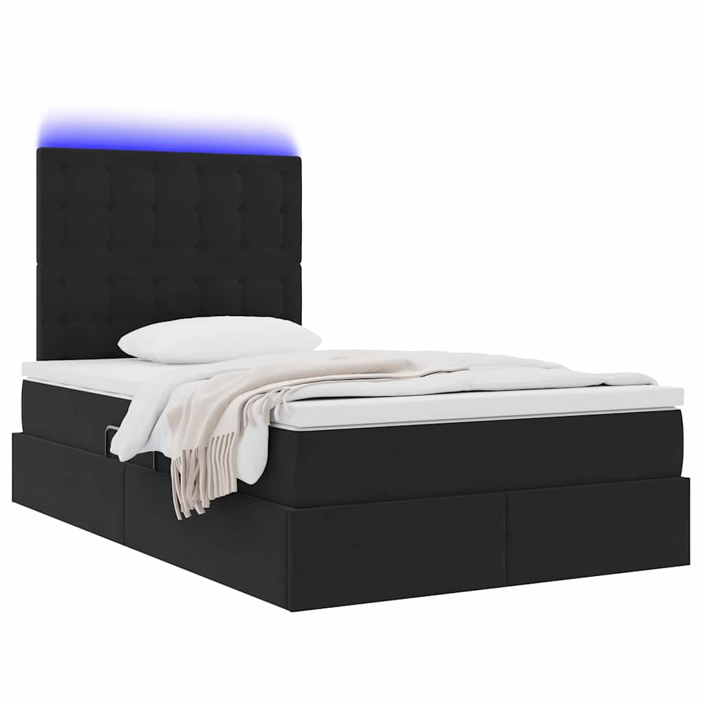Lit avec rangement et LED Noir 120 x 190 cm Velours - XIOS