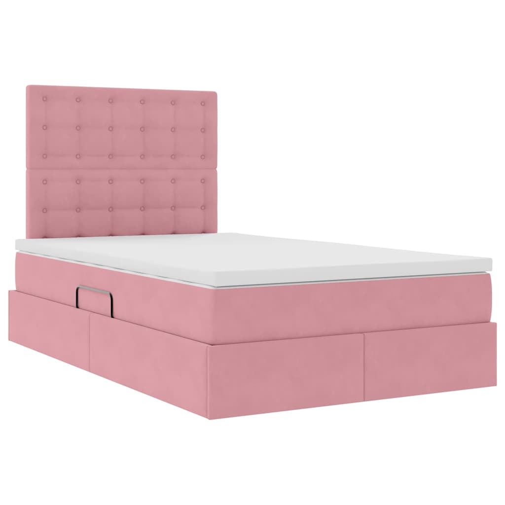 Lit avec rangement et LED avec LED Rose 120 x 200 cm Velours - XIOS