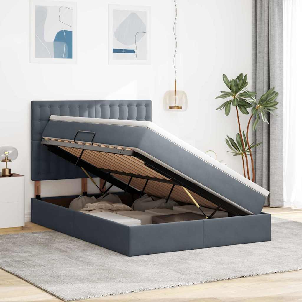 Lit avec rangement et LED Gris foncé 140 x 190 cm Velours - XIOS