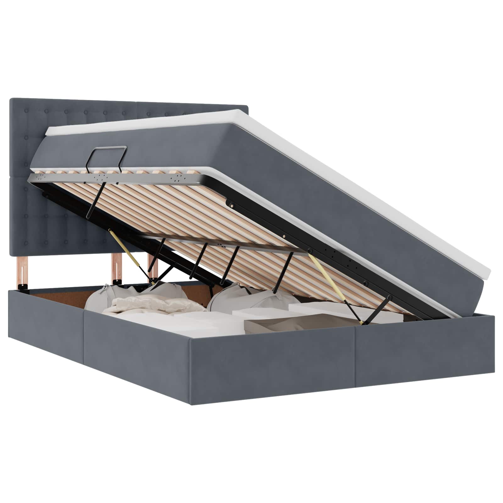 Lit avec rangement et LED Gris foncé 140 x 190 cm Velours - XIOS