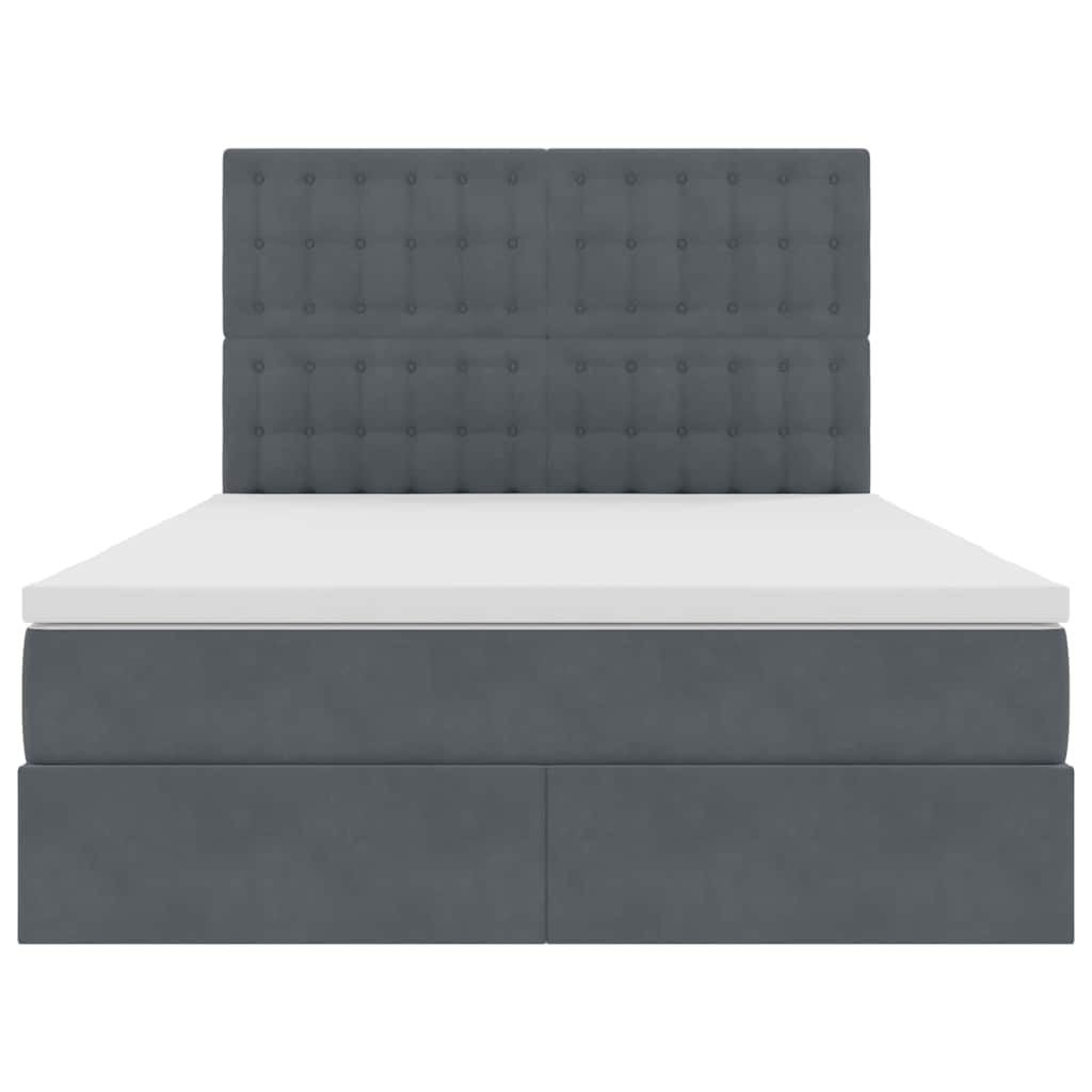 Lit avec rangement et LED Gris foncé 140 x 190 cm Velours - XIOS