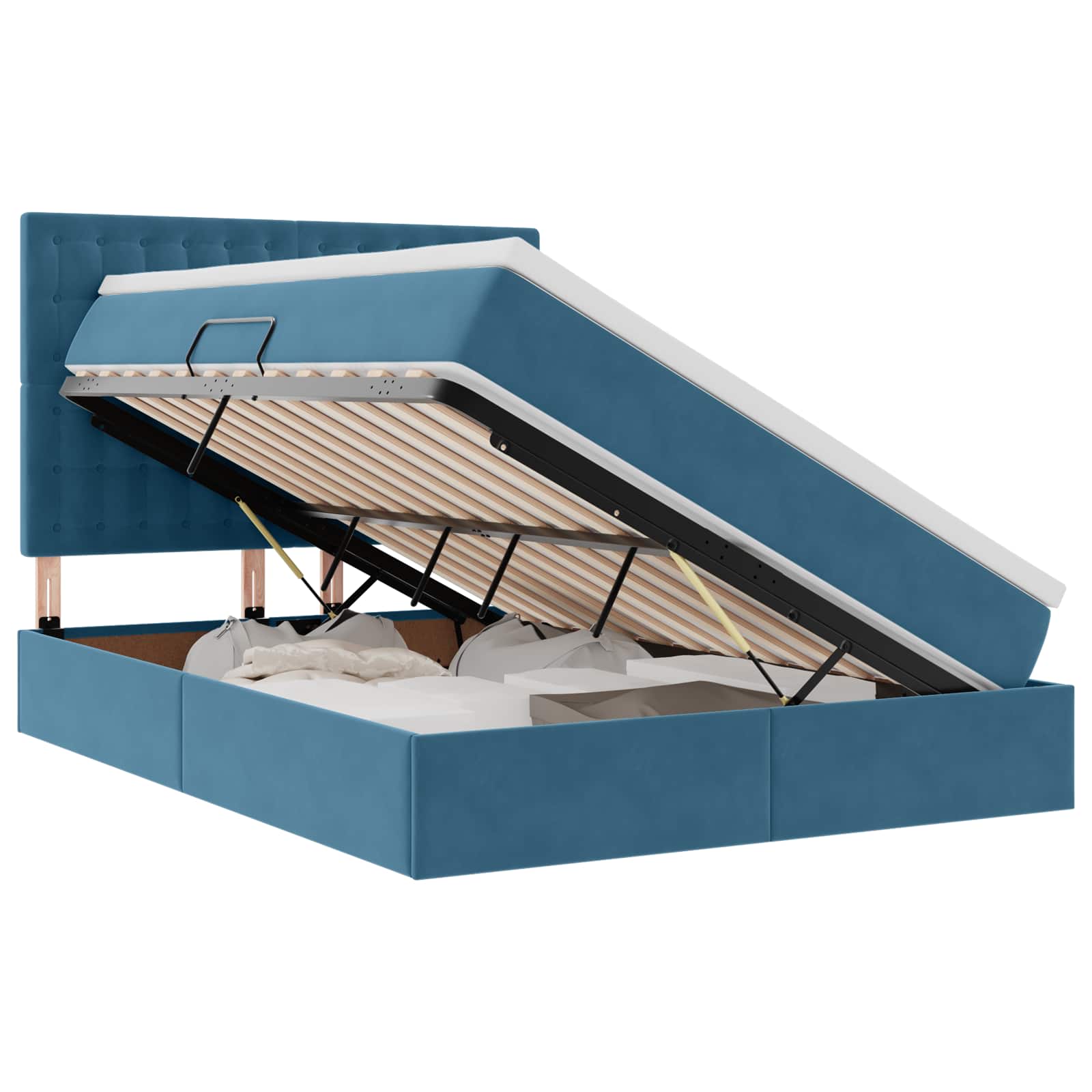 Lit avec rangement et LED Bleu foncé 140 x 200 cm Velours - XIOS