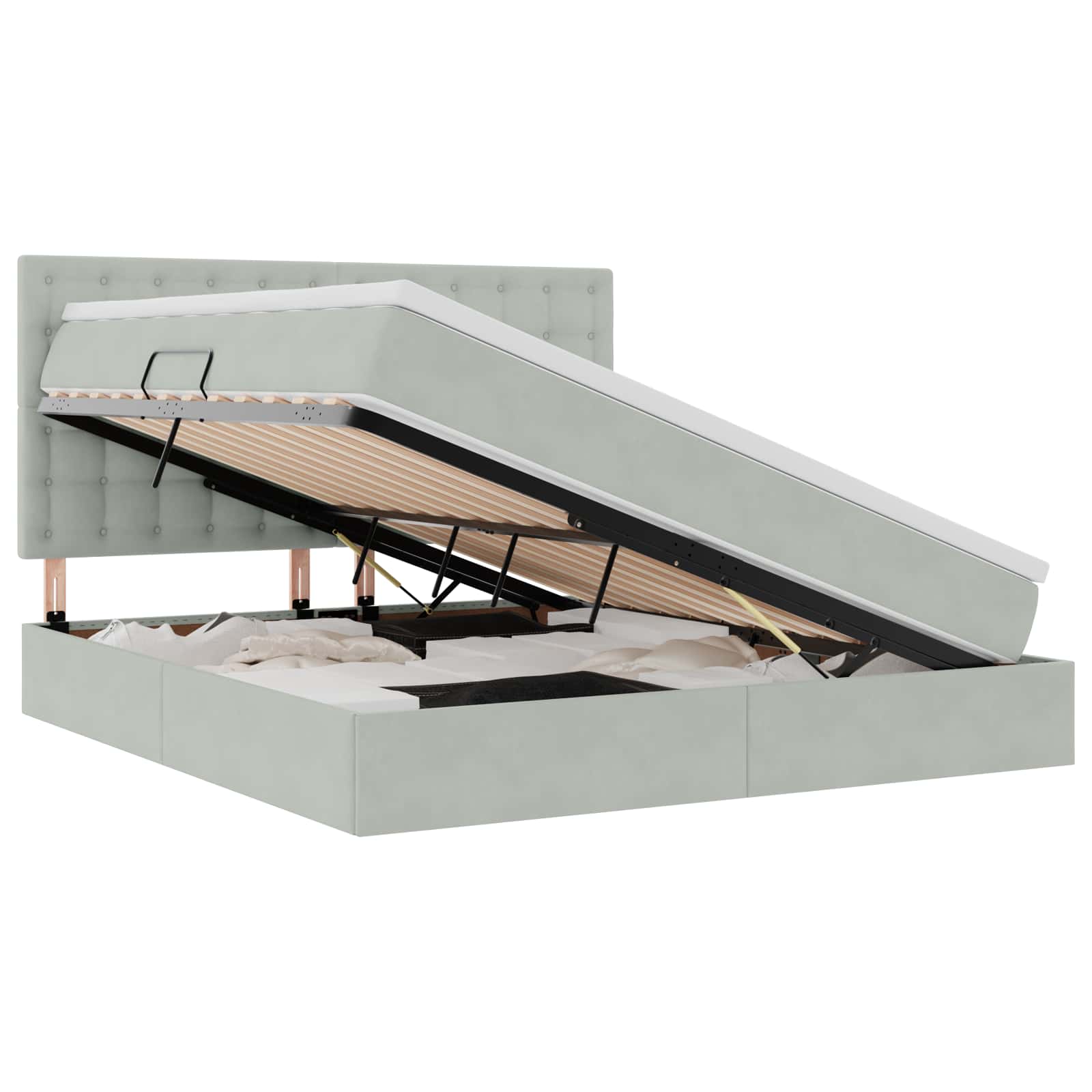 Lit avec rangement et LED Gris clair 160 x 200 cm Velours - XIOS