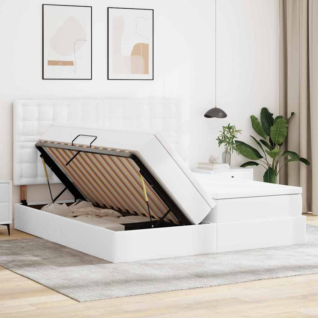 Lit avec rangement et LED Blanc pur 180 x 200 cm Simili cuir - XIOS