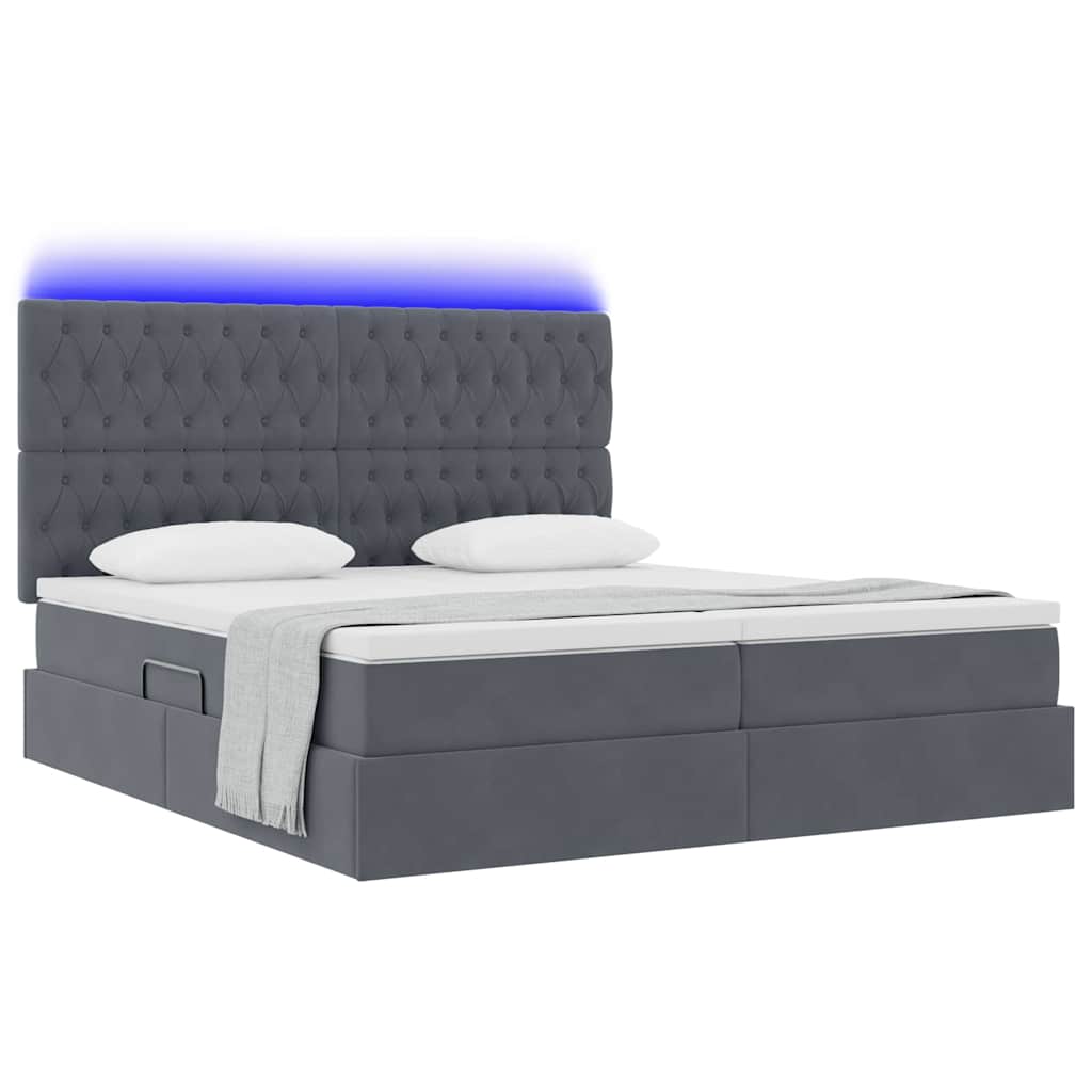 Lit avec des lumières à LED Gris foncé 200 x 200 cm Velours - XIOS