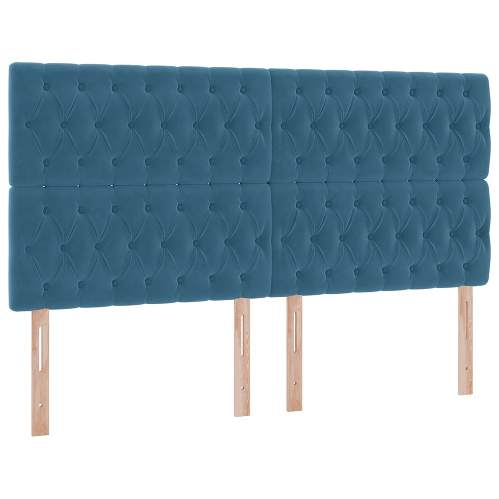 Lit avec des lumières à LED Bleu foncé 200 x 200 cm Velours - XIOS