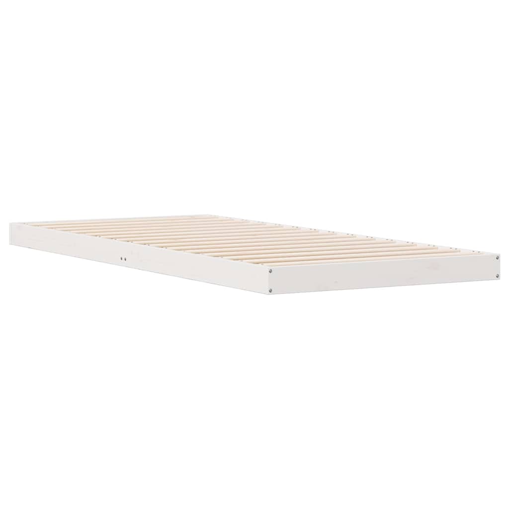 Cadre de lit surélevé Blanc 90 x 210 cm Bois de pin massif - XIOS