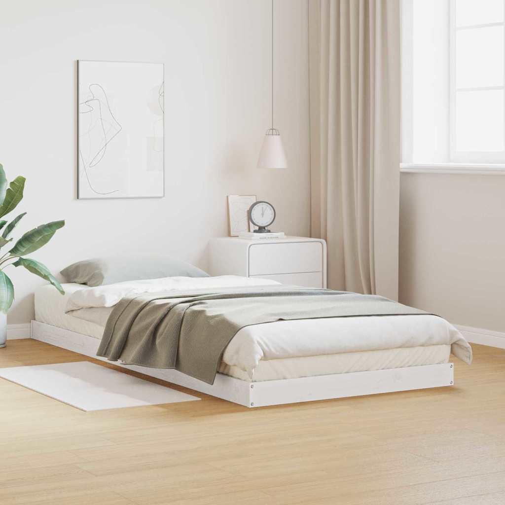 Cadre de lit surélevé Blanc 100 x 210 cm Bois de pin massif - XIOS