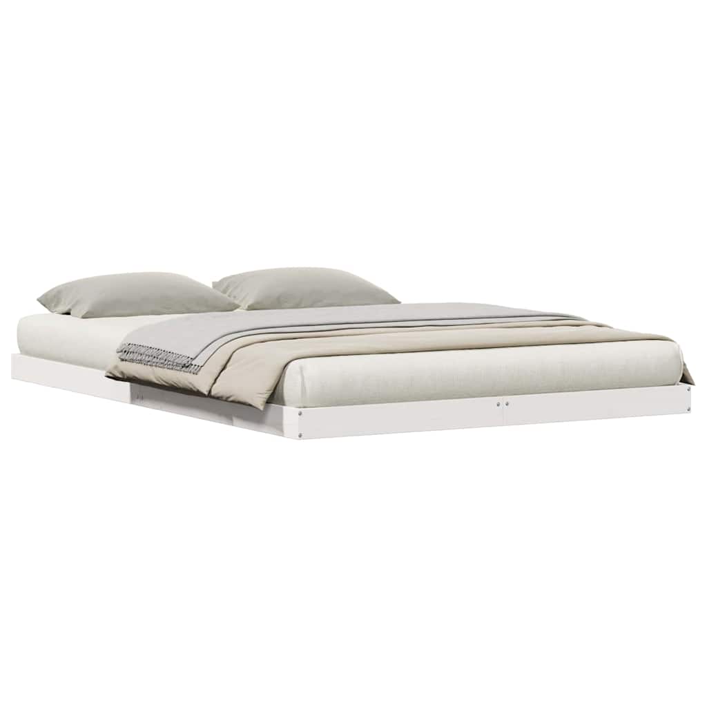 Cadre de lit surélevé Blanc 160 x 210 cm Bois de pin massif - XIOS