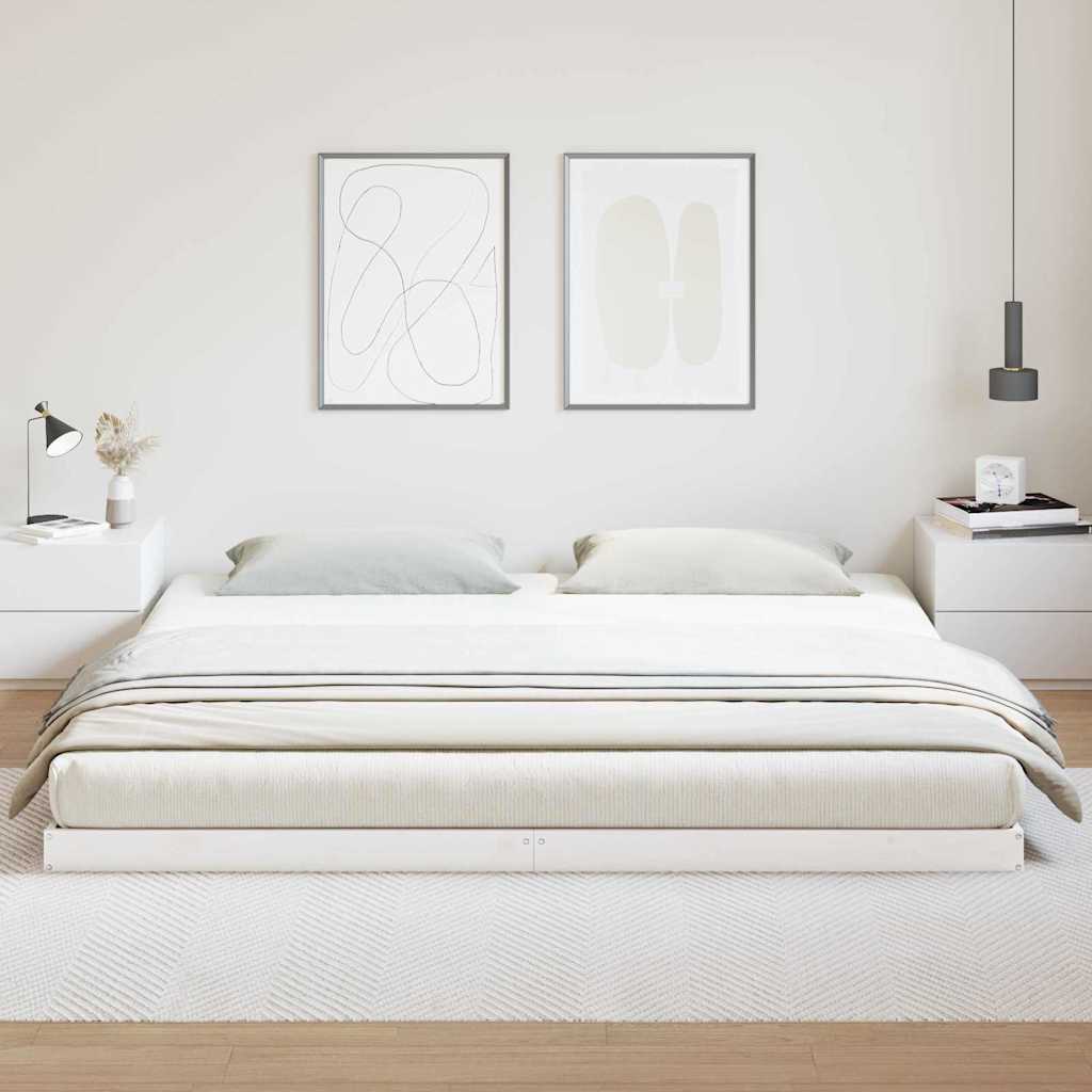Cadre de lit surélevé Blanc 200 x 210 cm Bois de pin massif - XIOS