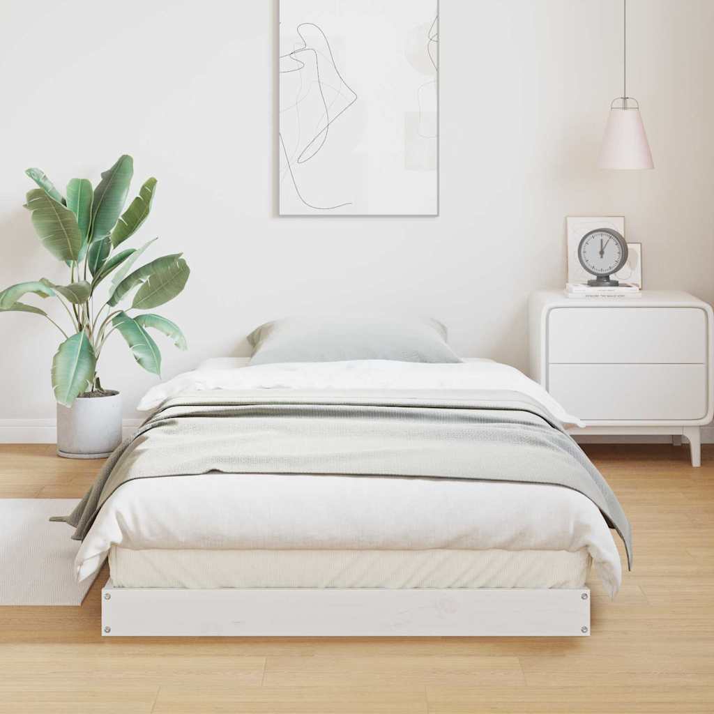 Cadre de lit surélevé Blanc 100 x 220 cm Bois de pin massif - XIOS