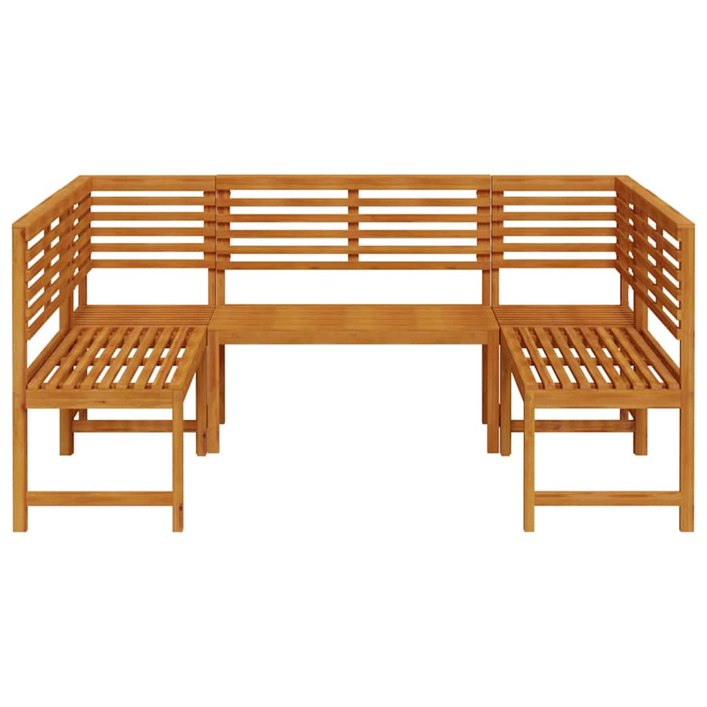 Ensemble de banc de jardin 5 pcs Marron Bois d'Acacia Massif
