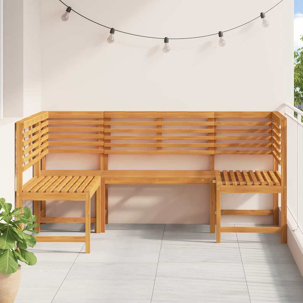 Ensemble de banc de jardin 3 pcs Marron Bois d'Acacia Massif