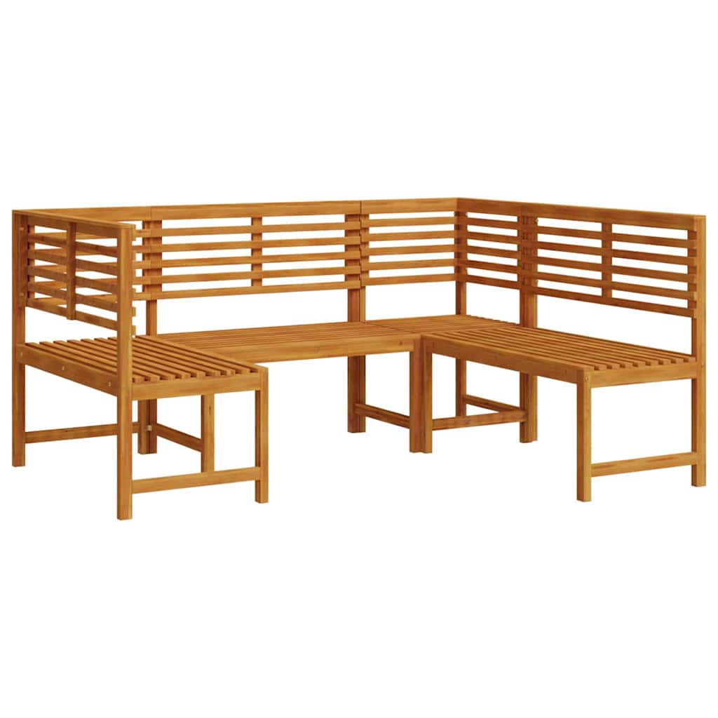 Ensemble de banc de jardin 3 pcs Marron Bois d'Acacia Massif