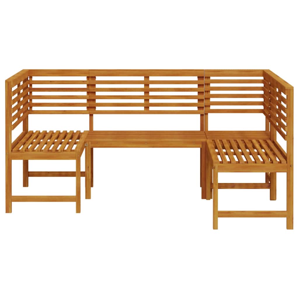 Ensemble de banc de jardin 3 pcs Marron Bois d'Acacia Massif