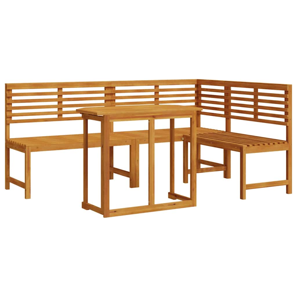 Ensemble de banc de jardin 3 pcs Marron Bois d'Acacia Massif