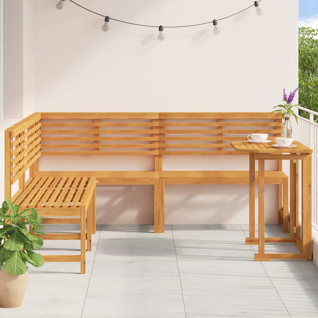 Ensemble de banc de jardin 4 pcs Marron Bois d'Acacia Massif